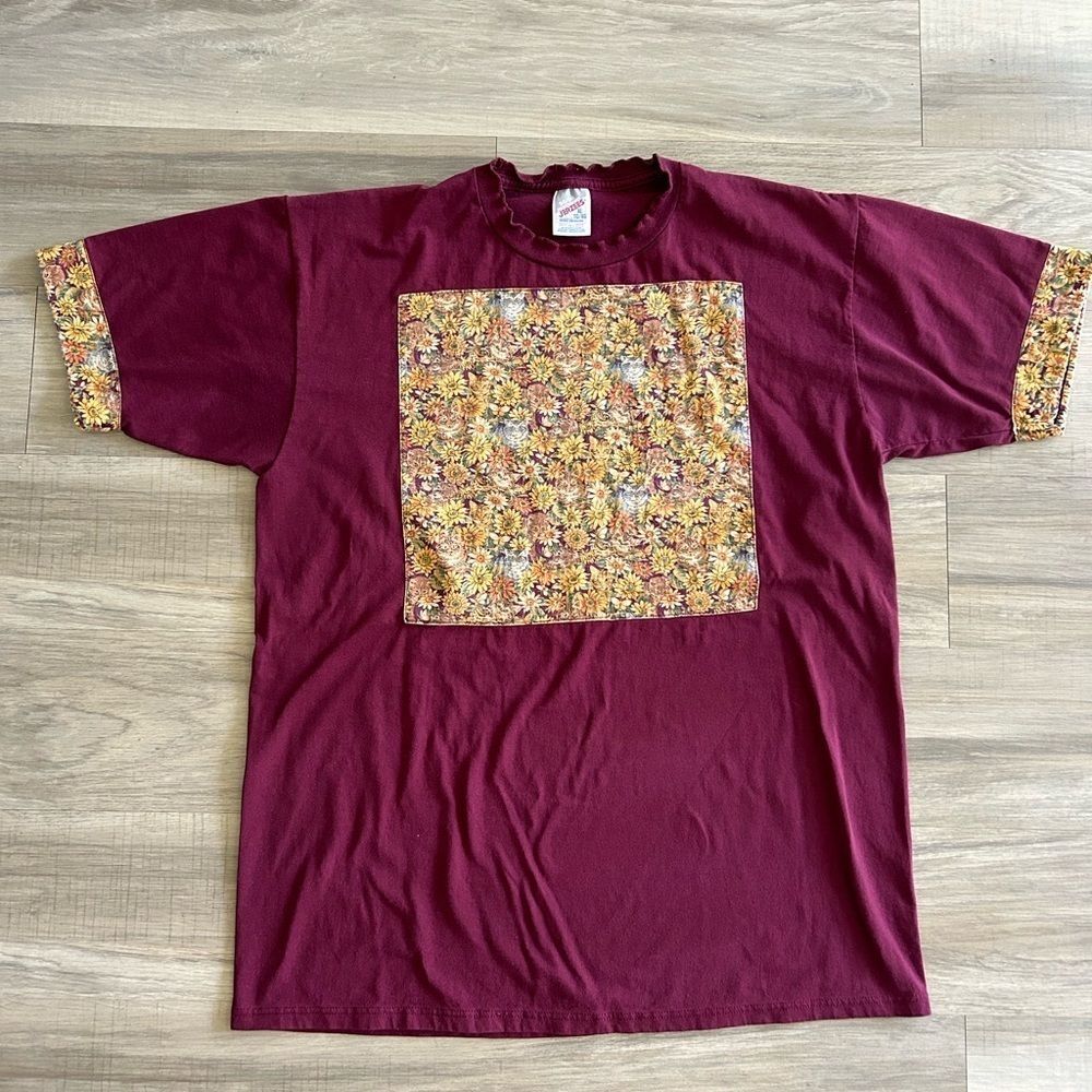 Vintage Jerzees Cat Sunflower Collage Tee XL